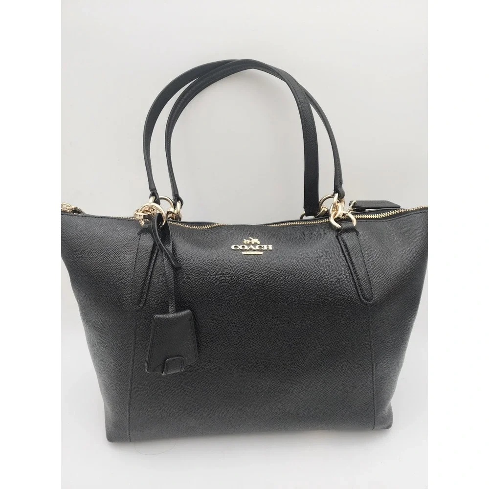 Coach Ava Tote Crossgrain Black Leather Shoulder Bag with Gold F57526 - Picture 1 of 15